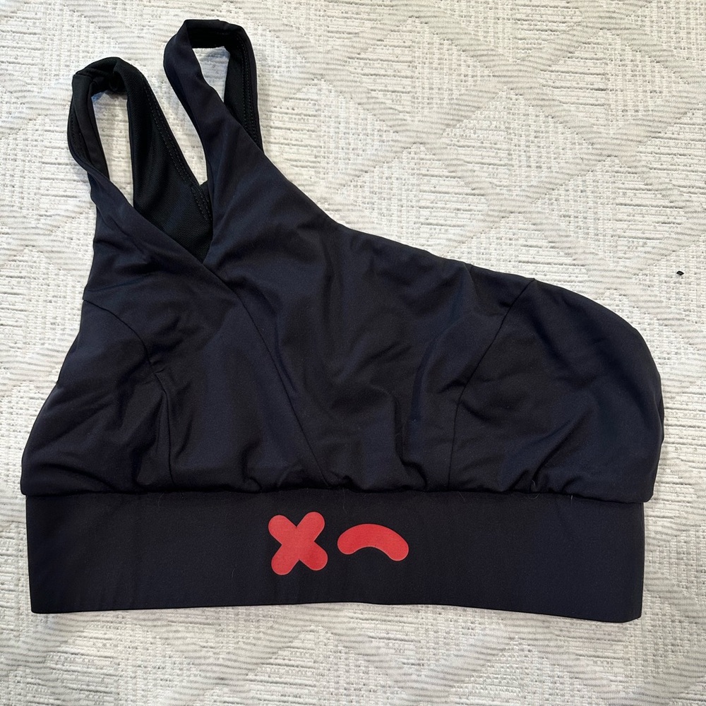 Black Sports Bra with Red Accents